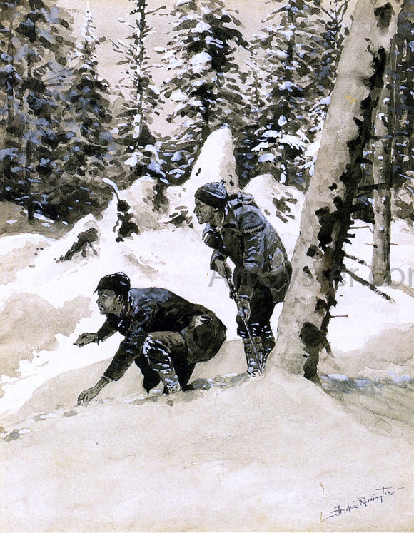  Frederic Remington On the Caribou Tracks - Canvas Art Print