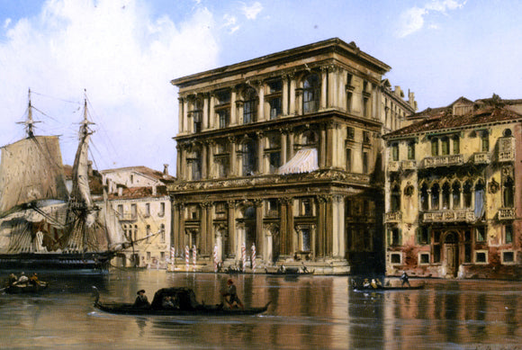  Carlo Bossoli On the Grand Canal Venice - Canvas Art Print
