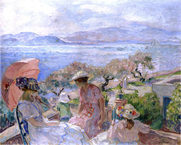  Henri Lebasque On the Terrace by the Sea at St Maxime - Canvas Art Print