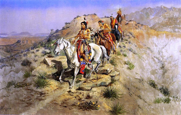  Charles Marion Russell On the Warpath - Canvas Art Print