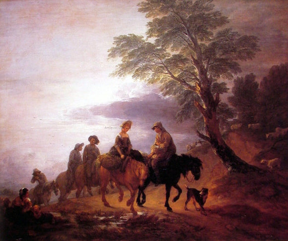  Thomas Gainsborough Open Landscape with Mounted Peasants - Canvas Art Print