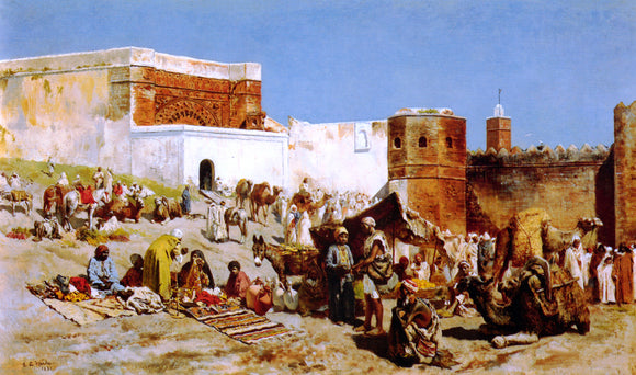  Edwin Lord Weeks Open Market, Morocco - Canvas Art Print
