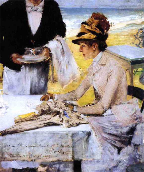  William Merritt Chase Ordering Lunch by the Seaside - Canvas Art Print