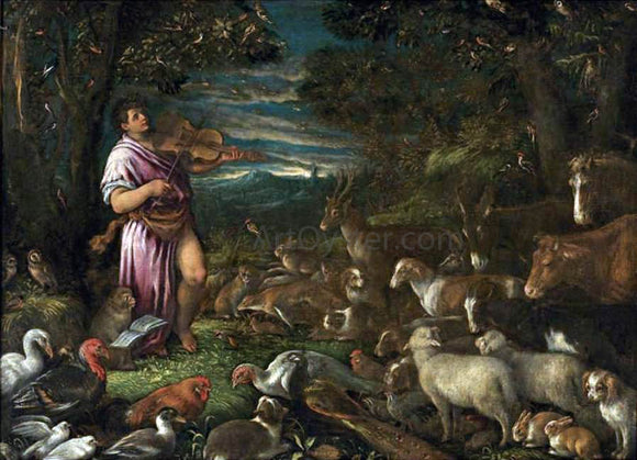  Francesco Bassano Orpheus Charming the Animals - Canvas Art Print