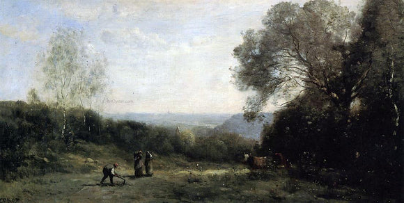  Jean-Baptiste-Camille Corot Outside Paris - The Heights above Ville d'Avray - Canvas Art Print
