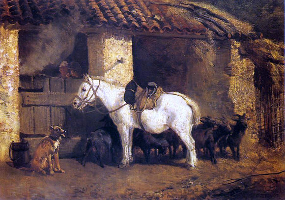  Constant Troyon Outside the Stable - Canvas Art Print