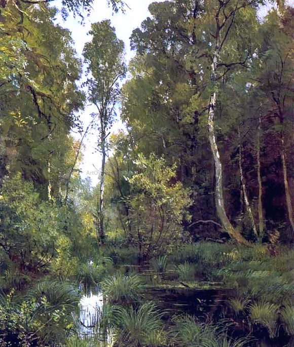  Ivan Ivanovich Shishkin Overgrown Pond on Edge of Forest, Siverskaya - Canvas Art Print