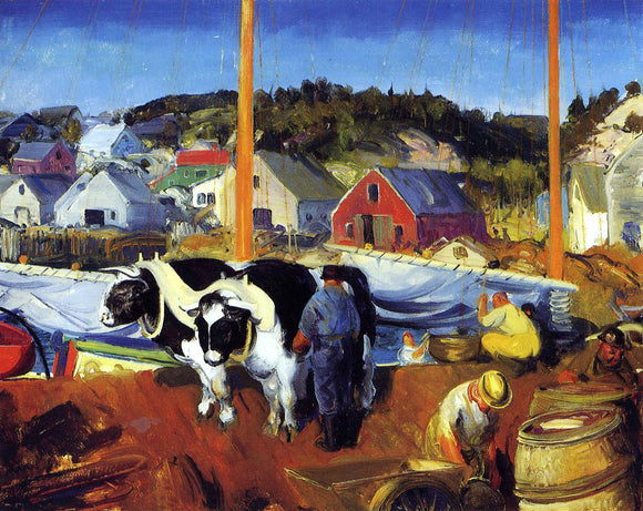  George Wesley Bellows An Ox Team, Wharf at Matinicus - Canvas Art Print