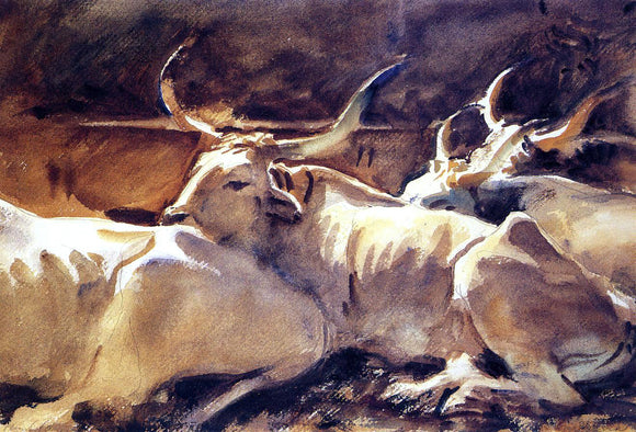  John Singer Sargent Oxen in Repose - Canvas Art Print
