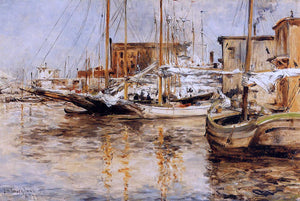  John Twachtman Oyster Boats, North River - Canvas Art Print