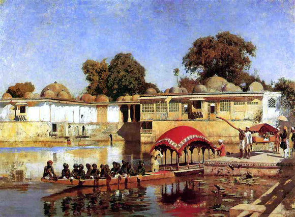  Edwin Lord Weeks Palace and Lake at Sarket-Ahmedabad, India - Canvas Art Print
