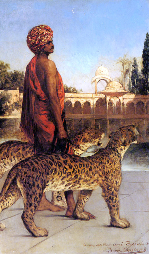  Jean-Joseph Benjamin Constant A Palace Guard with Two Leopards - Canvas Art Print