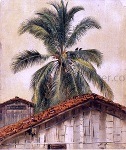  Frederic Edwin Church Palm Trees and Housetops, Ecuador - Canvas Art Print