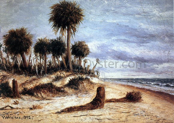  William Aiken Walker Palm Trees on the Beach at Fort Walton - Canvas Art Print