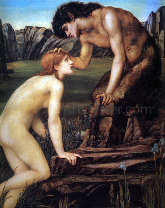  Sir Edward Burne-Jones Pan and Psyche - Canvas Art Print