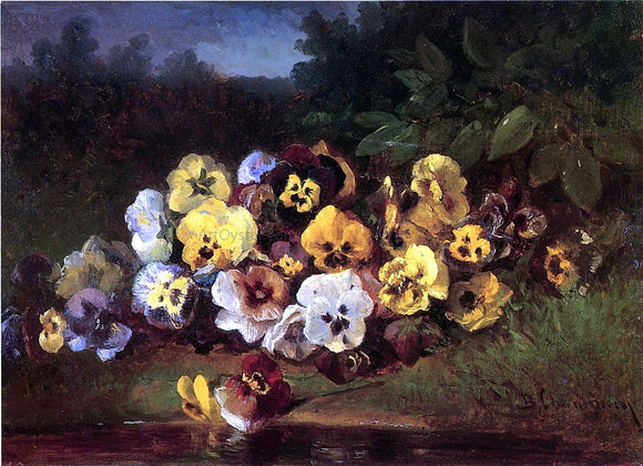  Benjamin Champney Pansies - Canvas Art Print