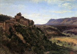  Jean-Baptiste-Camille Corot Papigno - Buildings Overlooking the Valley - Canvas Art Print