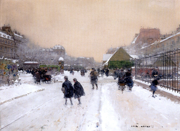  Luigi Loir Paris with Snow - Canvas Art Print