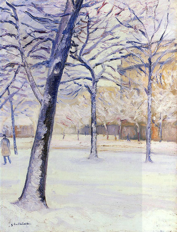  Gustave Caillebotte Park in the Snow, Paris - Canvas Art Print