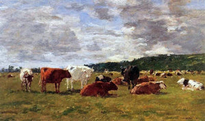  Eugene-Louis Boudin Pasture at Deauville - Canvas Art Print