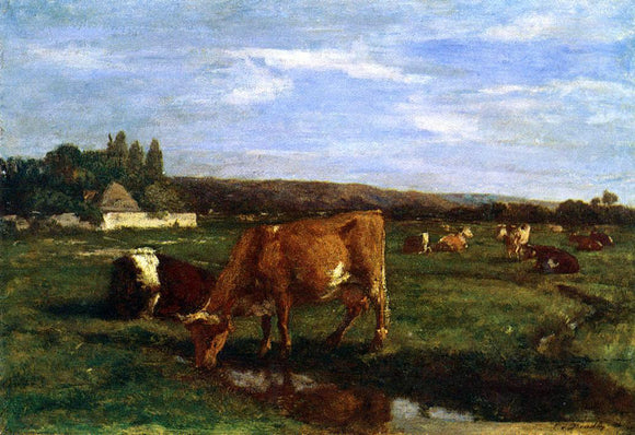  Eugene-Louis Boudin A Pasture in the Touques Valley - Canvas Art Print
