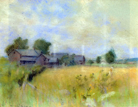  John Twachtman Pasture with Barns, Cos Cob - Canvas Art Print