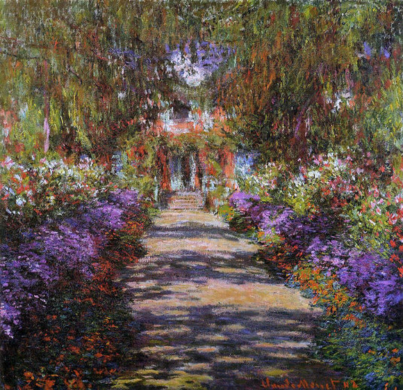  Claude Oscar Monet A Pathway in Monet's Garden at Giverny - Canvas Art Print