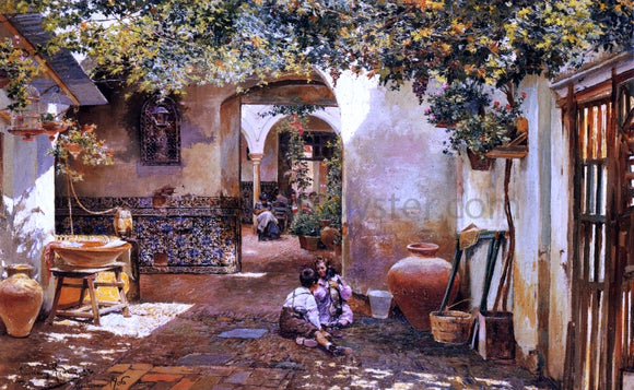  Manuel Garcia Y Rodriguez Patio with Children - Canvas Art Print