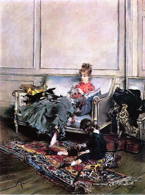  Giovanni Boldini Peaceful Days (also known as The Music Lesson) - Canvas Art Print