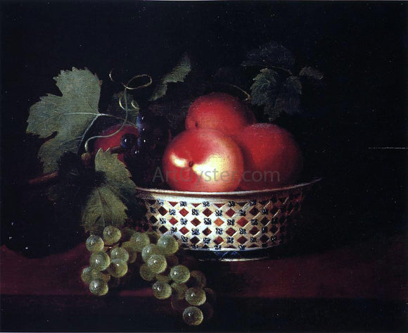  Sarah Miriam Peale Peaches and Grapes in a Porcelain Bowl - Canvas Art Print