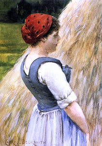  James Carroll Beckwith A Peasant Against Hay - Canvas Art Print