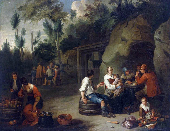  Norbert Van Bloemen Peasant Family Sitting at a Table - Canvas Art Print