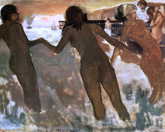  Edgar Degas Peasant Girls Bathing in the Sea at Dusk - Canvas Art Print