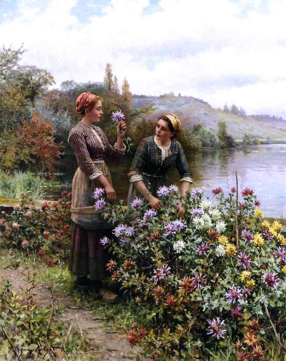  Daniel Ridgway Knight Peasant Girls in Flower Garden - Canvas Art Print
