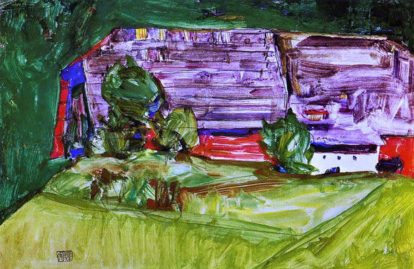  Egon Schiele Peasant Homestead in a Landscape - Canvas Art Print