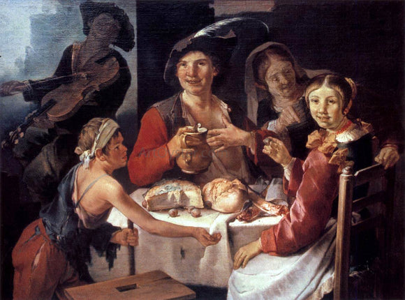  Giacomo Francesco Cipper Peasant Repast with a Young Beggar - Canvas Art Print