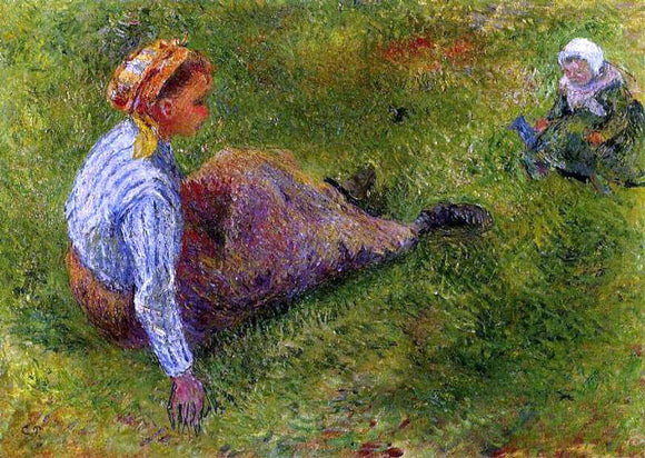  Camille Pissarro Peasant Sitting with Infant - Canvas Art Print