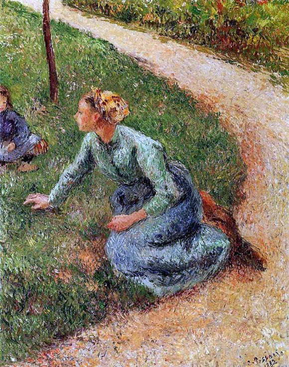  Camille Pissarro Peasant Trimming the Lawn - Canvas Art Print