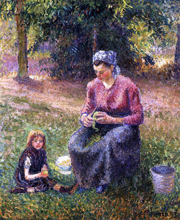  Camille Pissarro A Peasant Woman and Child, Eragny - Canvas Art Print