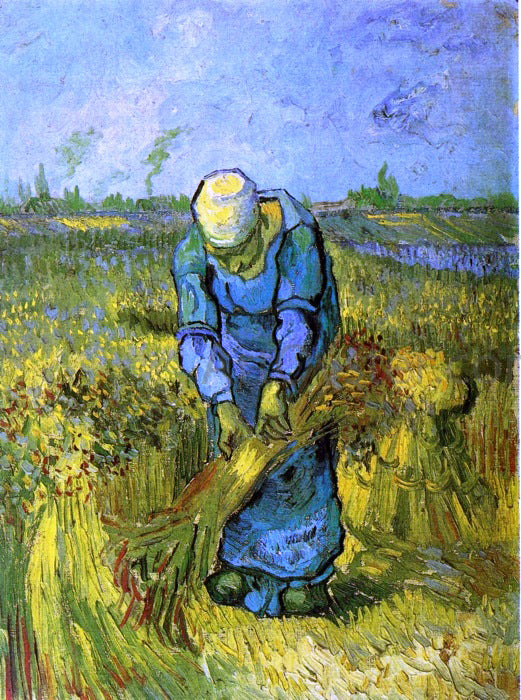  Vincent Van Gogh Peasant Woman Binding Sheaves (after Milleet) - Canvas Art Print