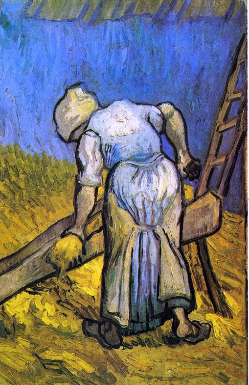  Vincent Van Gogh Peasant Woman Cutting Straw (after Millet) - Canvas Art Print