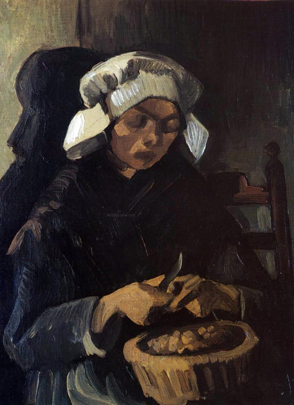  Vincent Van Gogh Peasant Woman Peeling Potatoes - Canvas Art Print