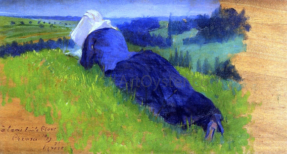  Henri Edmond Cross Peasant Woman Stretched Out on the Grass - Canvas Art Print