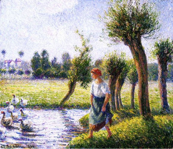  Camille Pissarro Peasant Woman Watching the Geese - Canvas Art Print