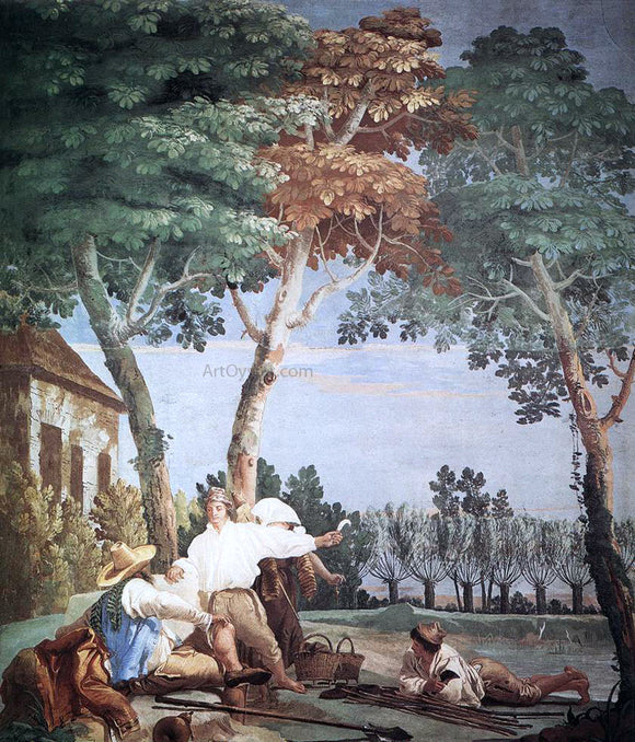  Giovanni Domenico Tiepolo Peasants at Rest - Canvas Art Print