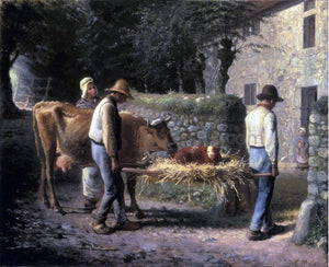  Jean-Francois Millet Peasants Bringing Home a Calf Born in the Fields - Canvas Art Print