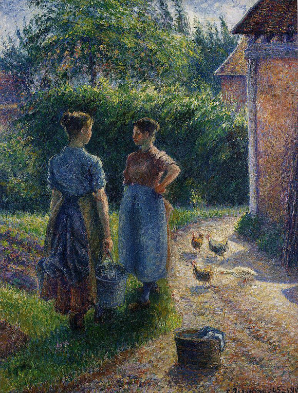  Camille Pissarro Peasants Chatting in the Farmyard, Eragny - Canvas Art Print