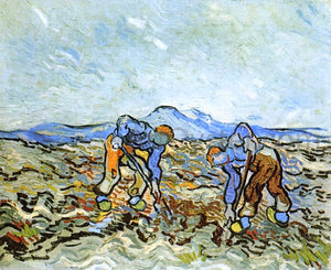  Vincent Van Gogh Peasants Digging up  Potatoes - Canvas Art Print