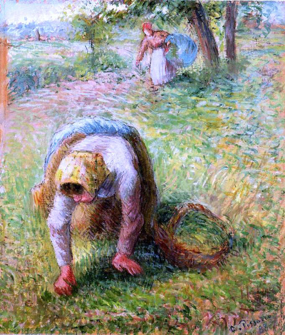  Camille Pissarro Peasants Gathering Grass - Canvas Art Print