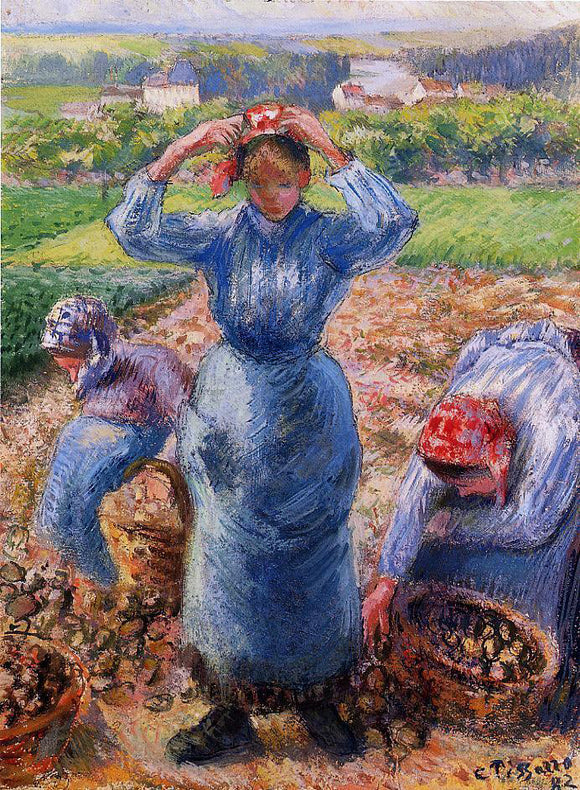  Camille Pissarro Peasants Harvesting Potatoes - Canvas Art Print